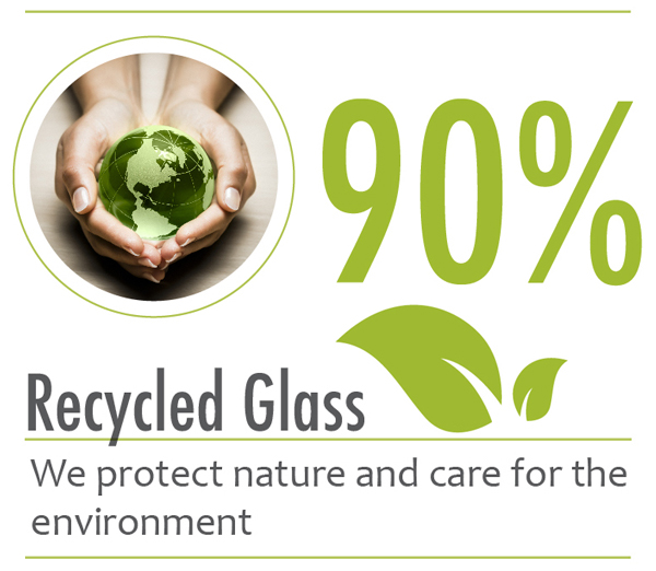 90% Recycled Glass