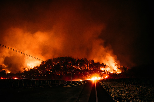 Glass fire captured in Calistoga California (Napa Valley)