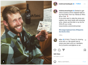 Nick Troutman, World Champion athlete, World Cup Champion, North American Champion and 5x National Champion in whitewater kayaking. Seen here supporting Winc