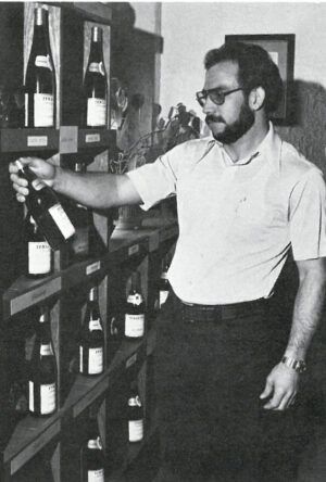Robert Mazza poses in the retail room for an early photo shoot at Mazza Vineyards in North East, PA (1974)[Photo courtesy of Robert Mazza, Inc.]